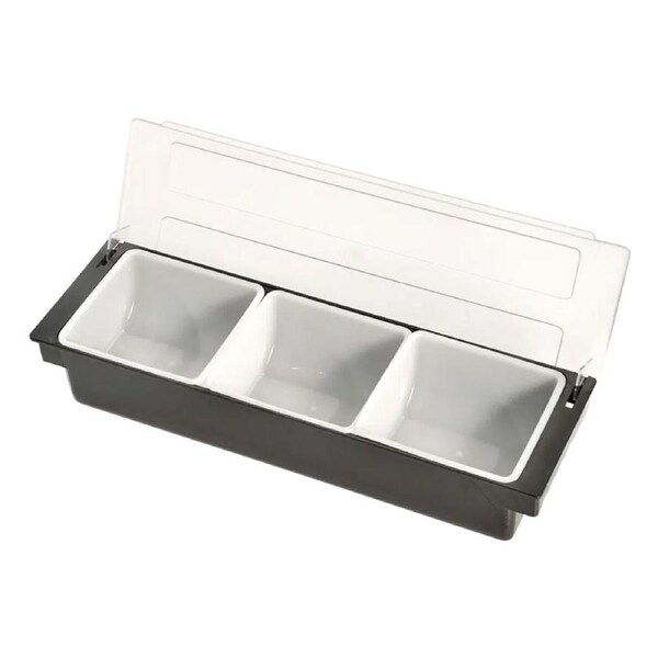 KHA Cocktail / Bar Condiment 3 Compartment Dispenser