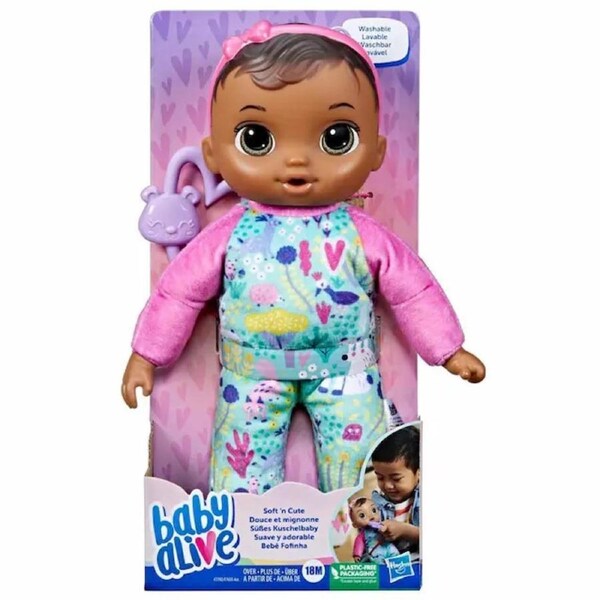 Hasbro Baby Alive Soft ?n Cute Doll Brown Hair 11-Inch First Baby Doll