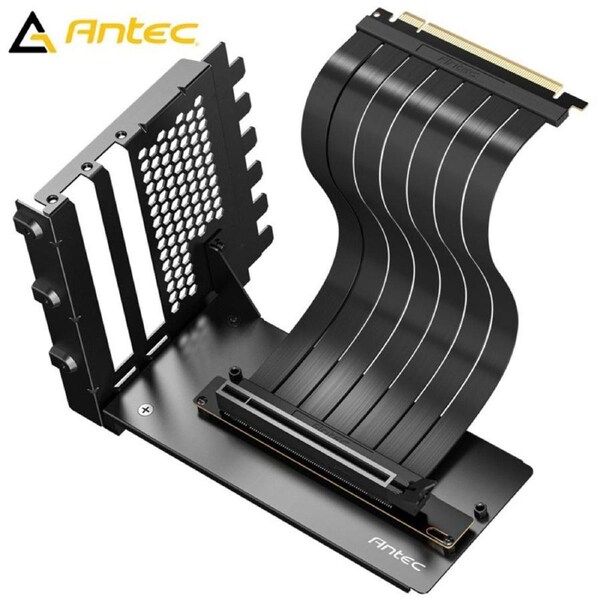 Antec AT-RCVB-BK200-PCIE5 RTX50 PCI-E 5.0 Riser Cable Vertical Bracket Kit - Black, 200mm, 64GB/s, 32GT/s, supports RTX 5090/RX 9070 XT, 1Y warranty