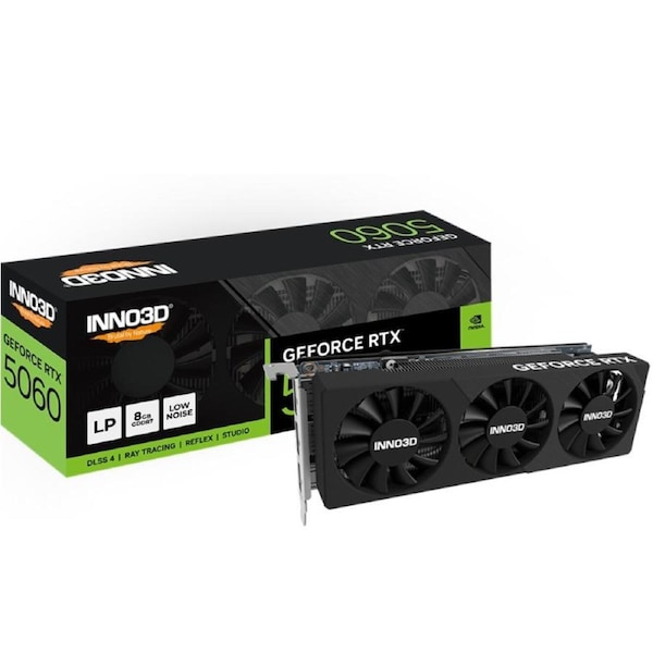 INNO3D nVidia GeForce RTX 5060 LP 8GB GDDR7, 2497MHz Boost Clock, RAM 28Gbps, 3xDP, 1xHDMI 178x69x41mm