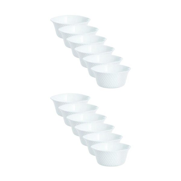 2x 6pc Luminarc Smart Wavy Baking Ramekins 12x5cm Bakeware Opal Glass White