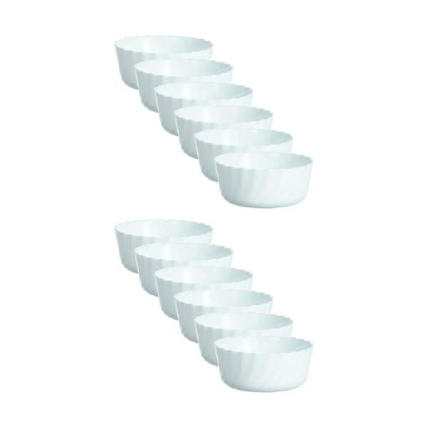 2x 6pc Luminarc Smart Trianon Baking Ramekins 12x5cm Bakeware Opal Glass White