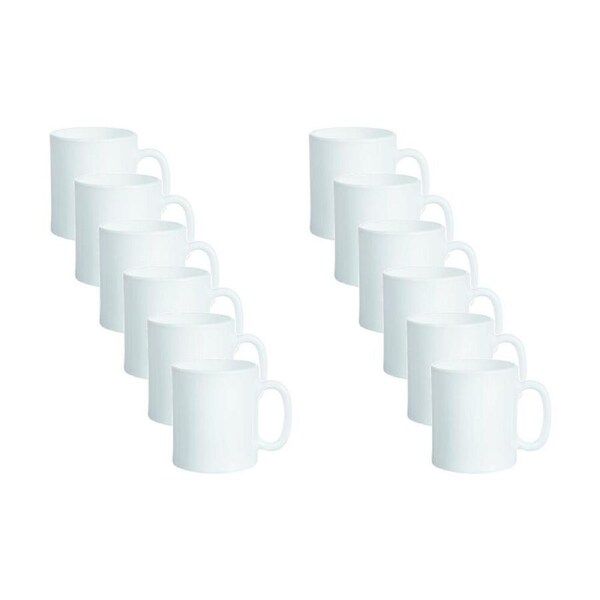 2x 6pc Luminarc Evolution Mugs 8x8x9cm Drinkware Opal Glass White