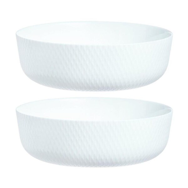 2PK Luminarc Smart Wavy Round Baking Dish 22x7cm Bakeware Opal Glass White