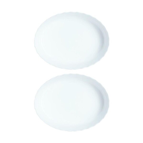2PK Luminarc Smart Trianon Oval Baking Dish32x24cm Bakeware Opal Glass White