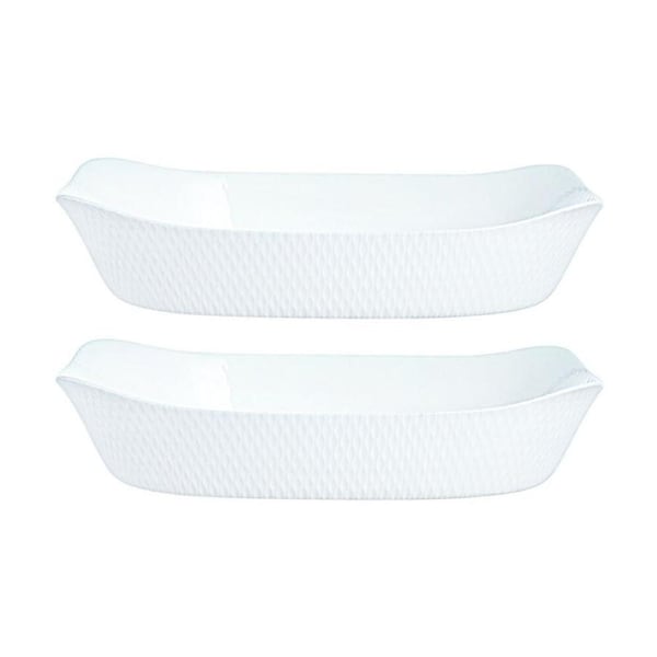 2PK Luminarc Smart Wavy Rectangular Baking Dish 34x25cm Opal Glass White