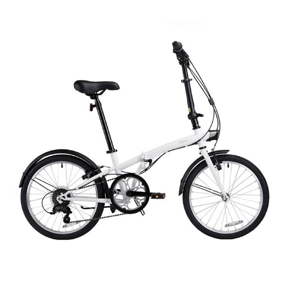 Btwin Folding Bike Tilt 120 Adj 20 Inch 6 Speed White