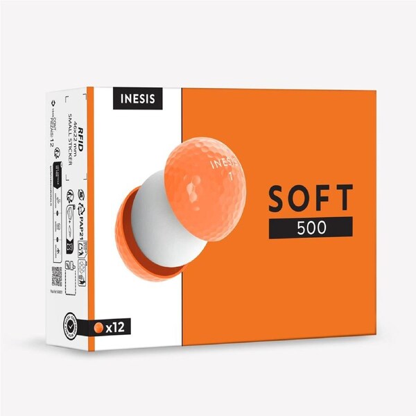 Inesis Soft 500 Golf Ball X12 Orange
