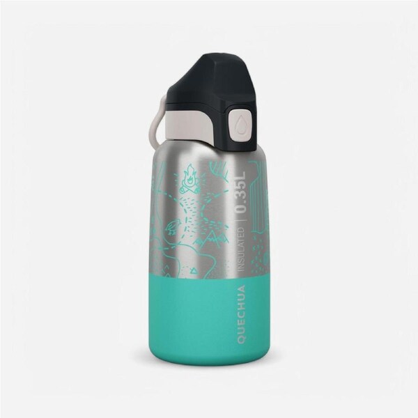 Quechua Kids’ 0.35 L Stainless Steel Insulated Flask With Quick Opening Hiking Cap