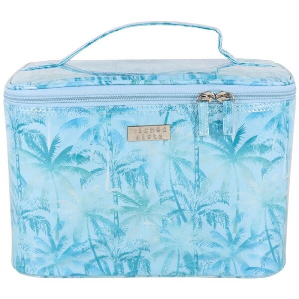 Wicked Sista Forest Palms Large Beauty Case Waterproof Makeup Bag Blue