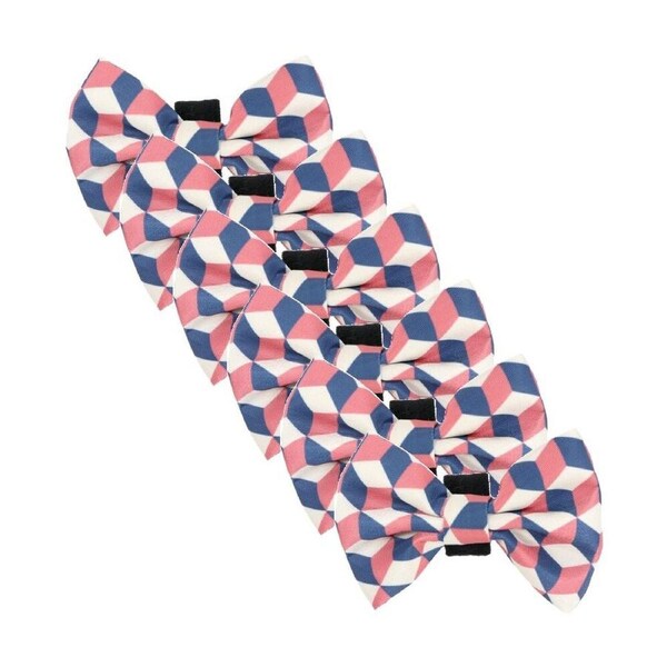6PK Wicked Pets Bow Tie Geometric Hook and Loop Polyester Dog Collar Multi
