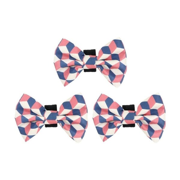 3PK Wicked Pets Bow Tie Geometric Hook and Loop Polyester Dog Collar Multi