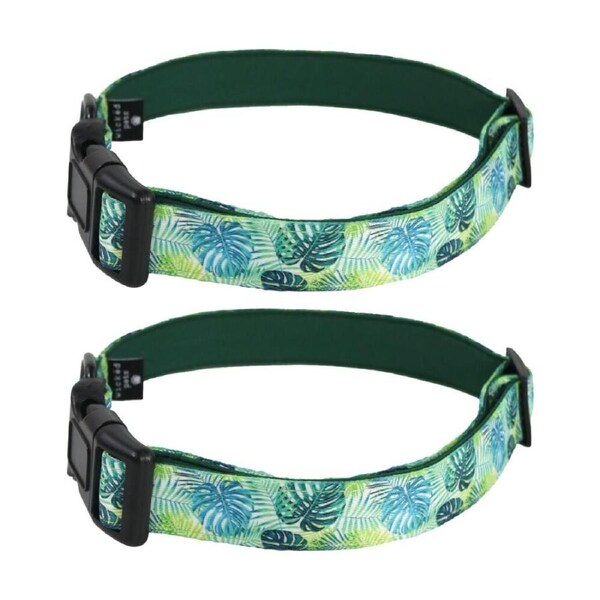 2PK Wicked Pets Collar Fresh Palms Medium to Large Adjustable D-Ring 41-66cm