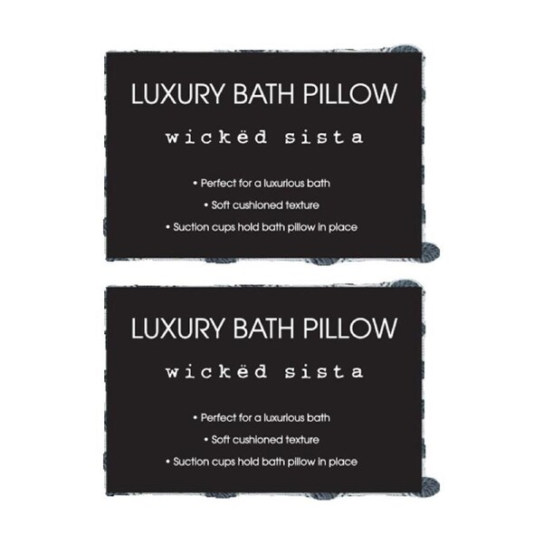 2PK Wicked Sista Luxury Bath Pillow Suction Cups Spa Comfort Black
