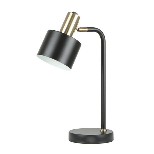 CLA Flotar Interior Cylinder Iron Shade with Antique Brass Highlight Table Lamps