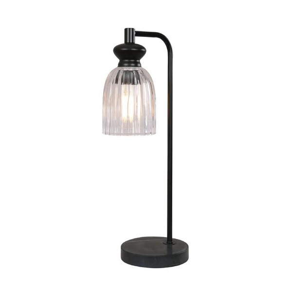 CLA Sino Interior Ellipse Clear Glass Shade Marble Base Table Lamps