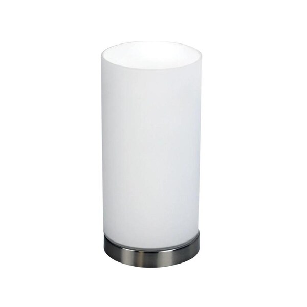 Oriel Lighting PABLO touch in brushed chrome with a matt opal glass