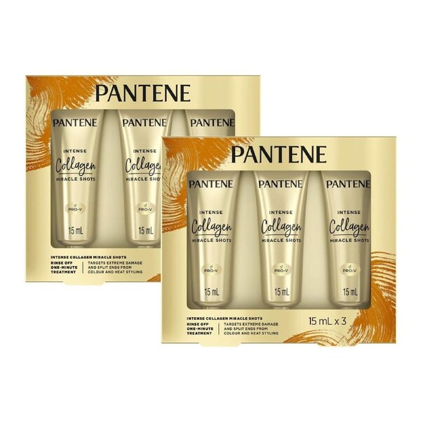 Pantene Intense Collagen Miracle Shots 15ml x3 - Pack of 2 (Rinse-Off Treatment)