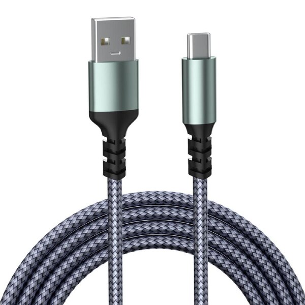 USB Type-C Double Straight Cable, Gray - Compatible with Apple, Huawei, Laptops