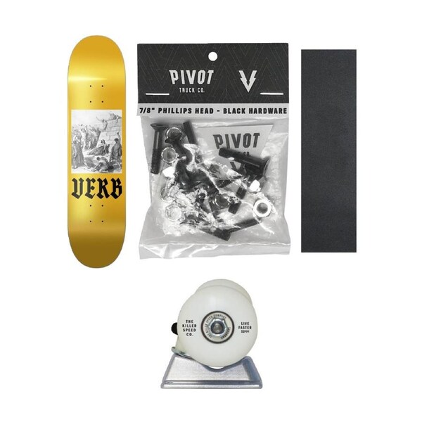 Verb 8.375" Skateboard W/ Wheels/Griptape/Mount Hardware Complete Set Yellow