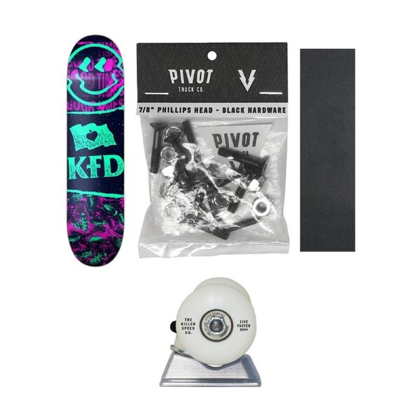 KFD 8.25" Skateboard W/ Wheels/Griptape/Mount Hardware Complete Set Purple