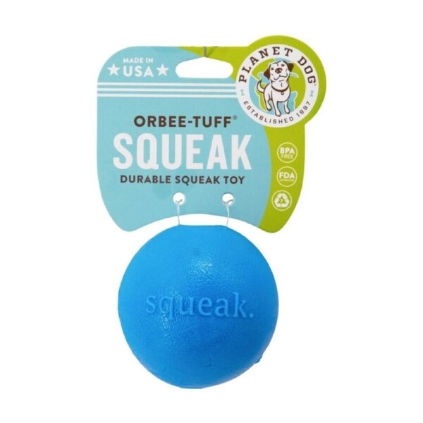 Planet Dog Orbee Tuff Fresh Breath Squeaker Fetch Ball Pet Toy 77x77x77mm Blue