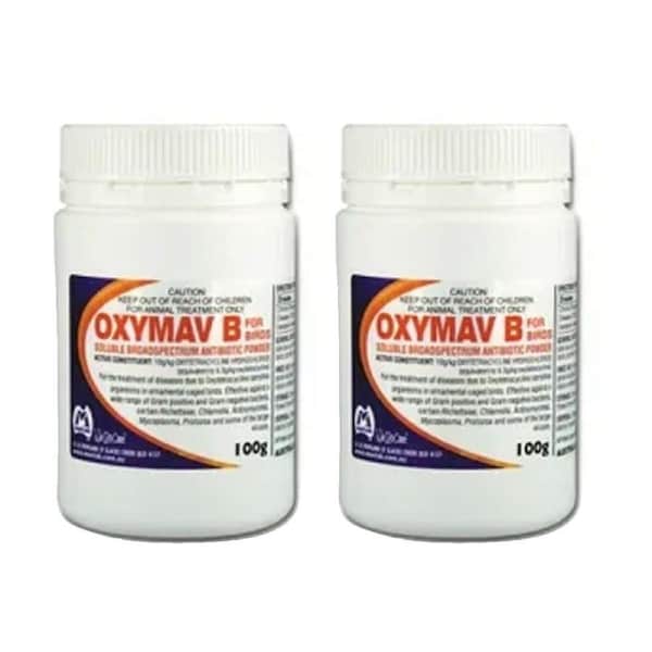 2PK Fidos Oxymav B For Birds Antibiotic Powder Sealed Bottle 100g
