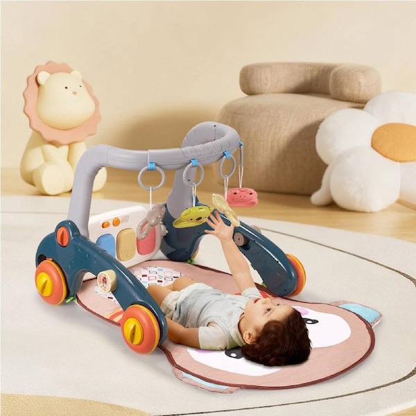 PlayPals 7-in-1 Baby Play Mat Gym Tummy Time Baby Activity w/ Music Piano Blue