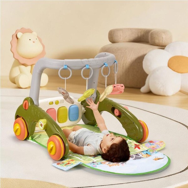 PlayPals 7-in-1 Baby Play Mat Gym Tummy Time Baby Activity w/ Music Piano Green