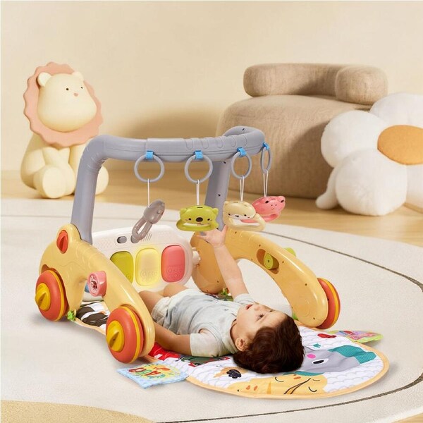 PlayPals 7-in-1 Baby Play Mat Gym Tummy Time Baby Activity w/ Music Piano Yellow