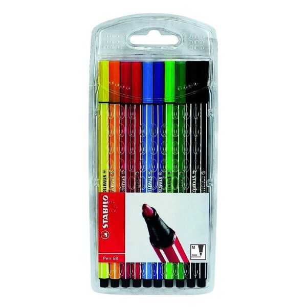 Stabilo Pen 68 Fibre-Tip Pen Medium 10-Piece Wallet Assorted 0349910