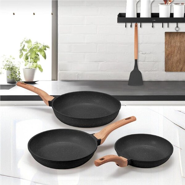 ZUNI 20PCS Nonstick Cookware Pots and Pans Set Granite Coating Black