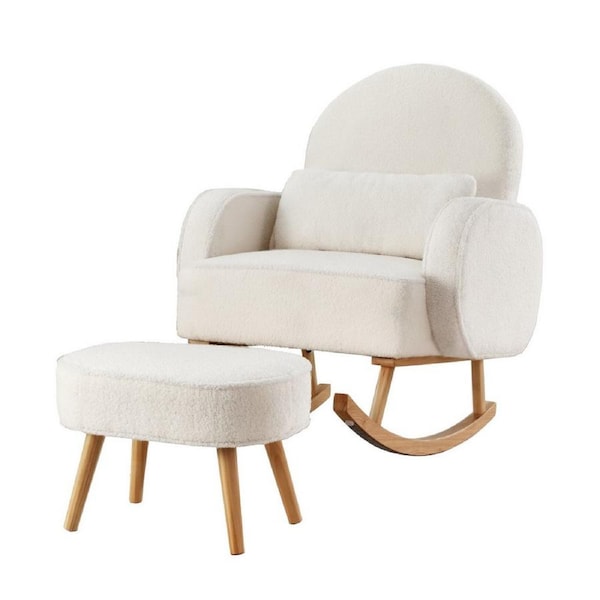 Artiss 1x Armchair Rocking Chair with Ottoman Boucle White