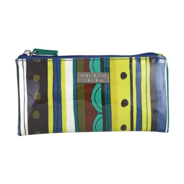 Wicked Sista Zesty Stripe Small Flat Purse Waterproof Polyester - Green
