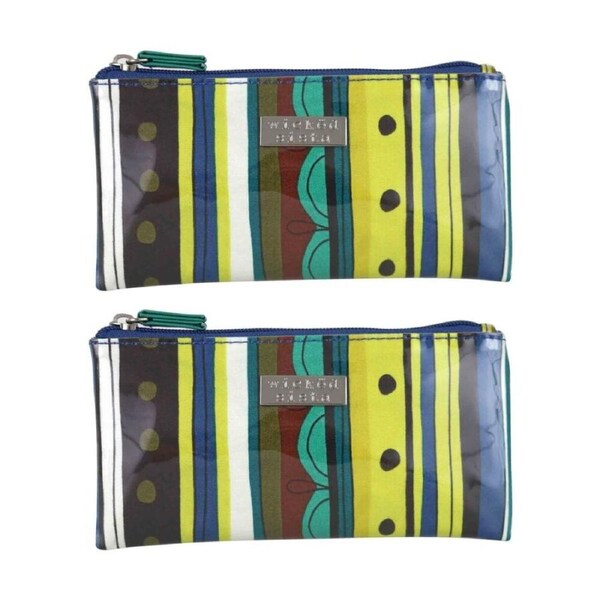 2PK Wicked Sista Zesty Stripe Small Flat Purse Waterproof Polyester - Green