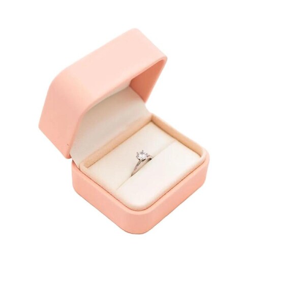 Double Wedding Engagement Ring Box Pink