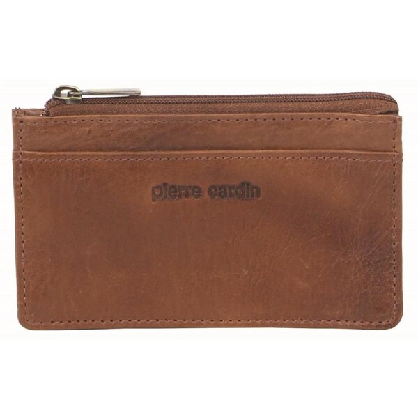 Pierre Cardin Leather Coin Purse - Cognac