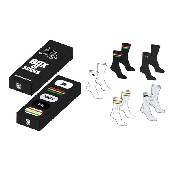Penrith Panthers NRL Adults Everyday Socks Box Set - 5 Pair - OS