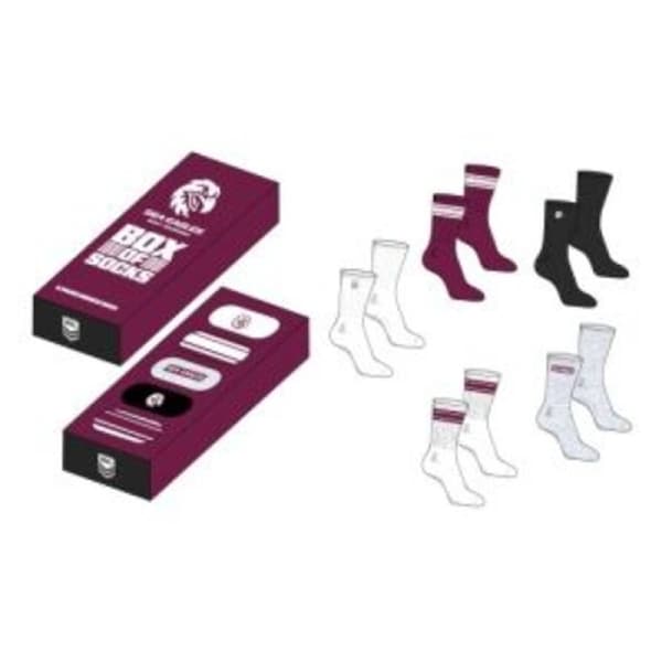 Manly Sea Eagles NRL Adults Everyday Socks Box Set - 5 Pair - OS