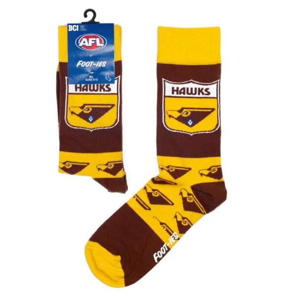 Hawthorn Hawks AFL Heritage Pattern Sock - Mens Size 8-13