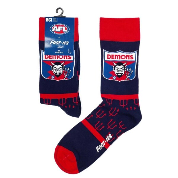 Melbourne Demons AFL Heritage Pattern Sock - Mens Size 8-13
