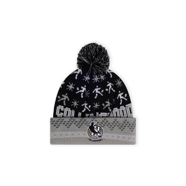 Collingwood Magpies AFL Adult Ugly Beanie OSFM - BLACK