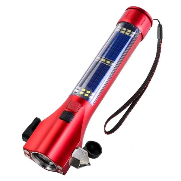 Deal365 Multifunctional LED Flashlight Torch Work Light Emergency Safety Hammer Red