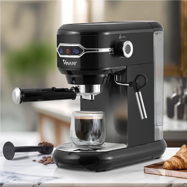 Vevare Espresso Coffee Machine Latter Cappuccino Maker 19 Bar Milk Frother Black