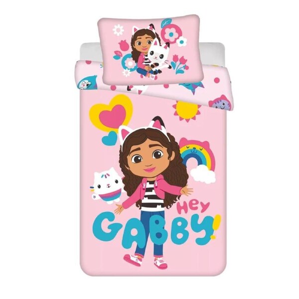 Gabby's Dollhouse Hey Cotton Kids Quilt Cover Set - Toddler Bed Size