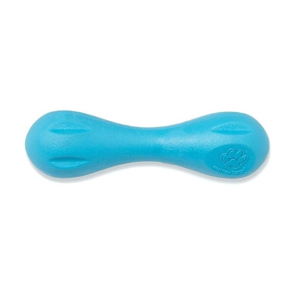 West Paw Hurley Bone Pet Dog Fetch Throwing Chew Toy Extra Small Aqua Blue