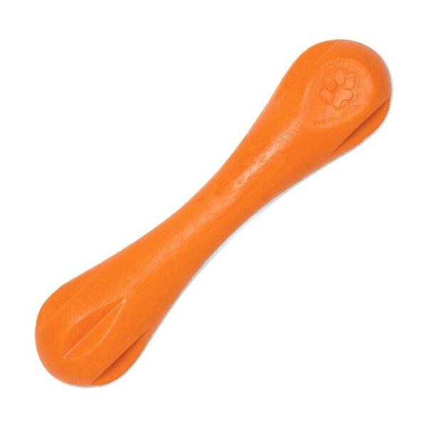 West Paw Hurley Bone Pet Dog Fetch Throwing Chew Toy Large Tangerine