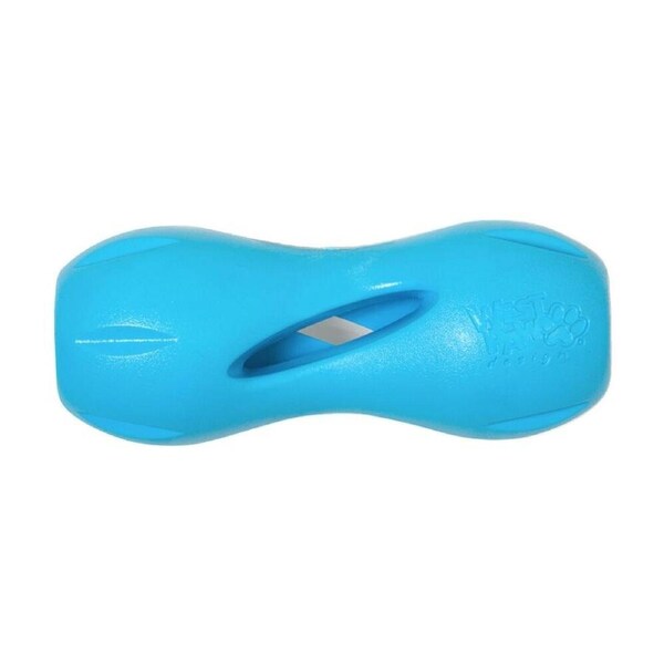 West Paw Qwizl Pet Dog Interactive Treat Dispenser Chew Toy Large Aqua Blue