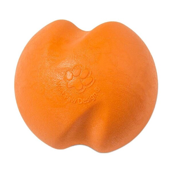 West Paw Jive Pet Dog Ball Throwing Soft Chew Toy Small Tangerine