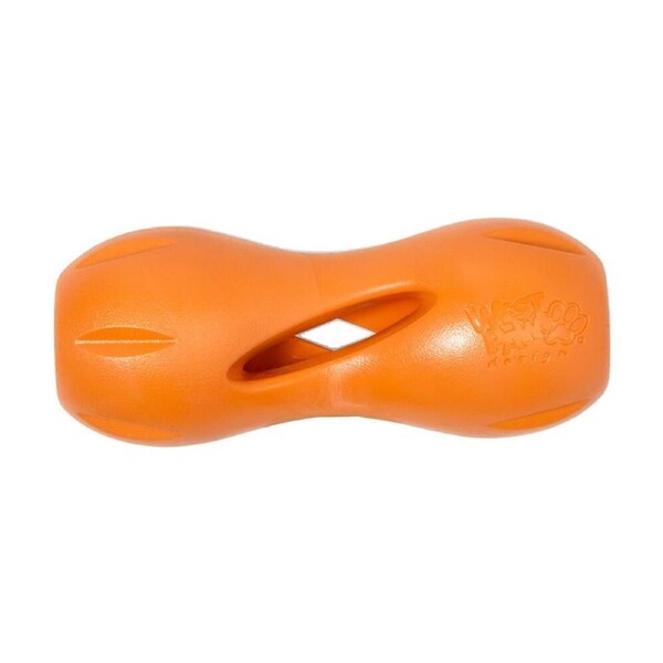 West Paw Qwizl Pet Dog Interactive Treat Dispenser Chew Toy Large Tangerine